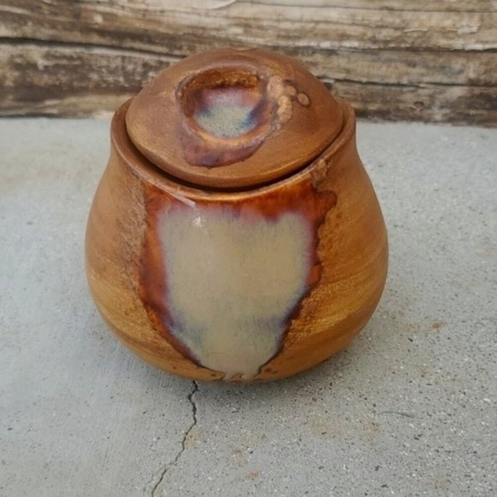 Sango Sugar Bowl with Lid – Brown Drip Agate Design, Vintage 4951, Stoneware